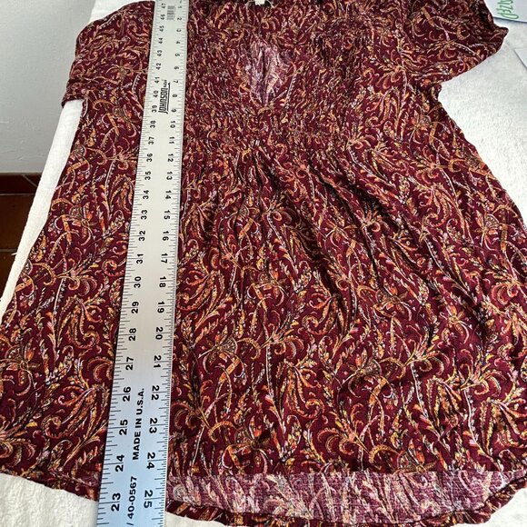 Lucky Brand Womens V-Neck Paisley Print Long Sleeve High Low Blouse Red New $99 - Picture 8 of 8